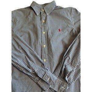 Ralph Lauren Navy/White Small Checked Medium‎ Long Sleeve Button Up Shirt